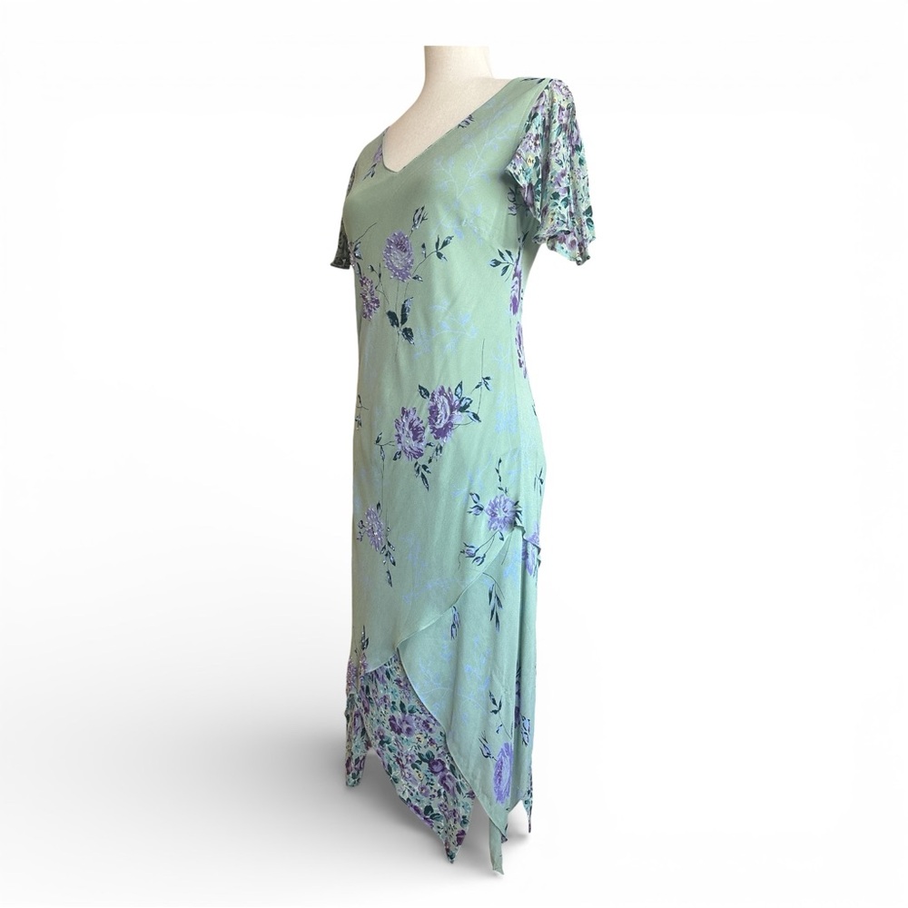 Eva Blue Y2K beaded floral dress size 4